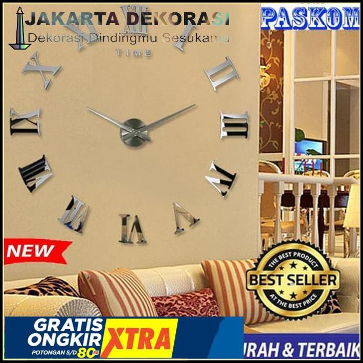 Jual Jam Dinding Raksasa Besar Diy Giant Wall Clock Cm Silver