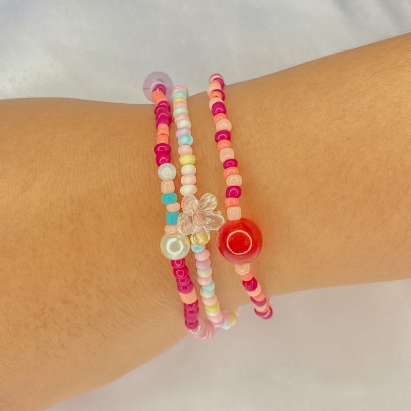 Jual Gelang Manik Manim Bracelet Beads Korea Pink Edition Shopee