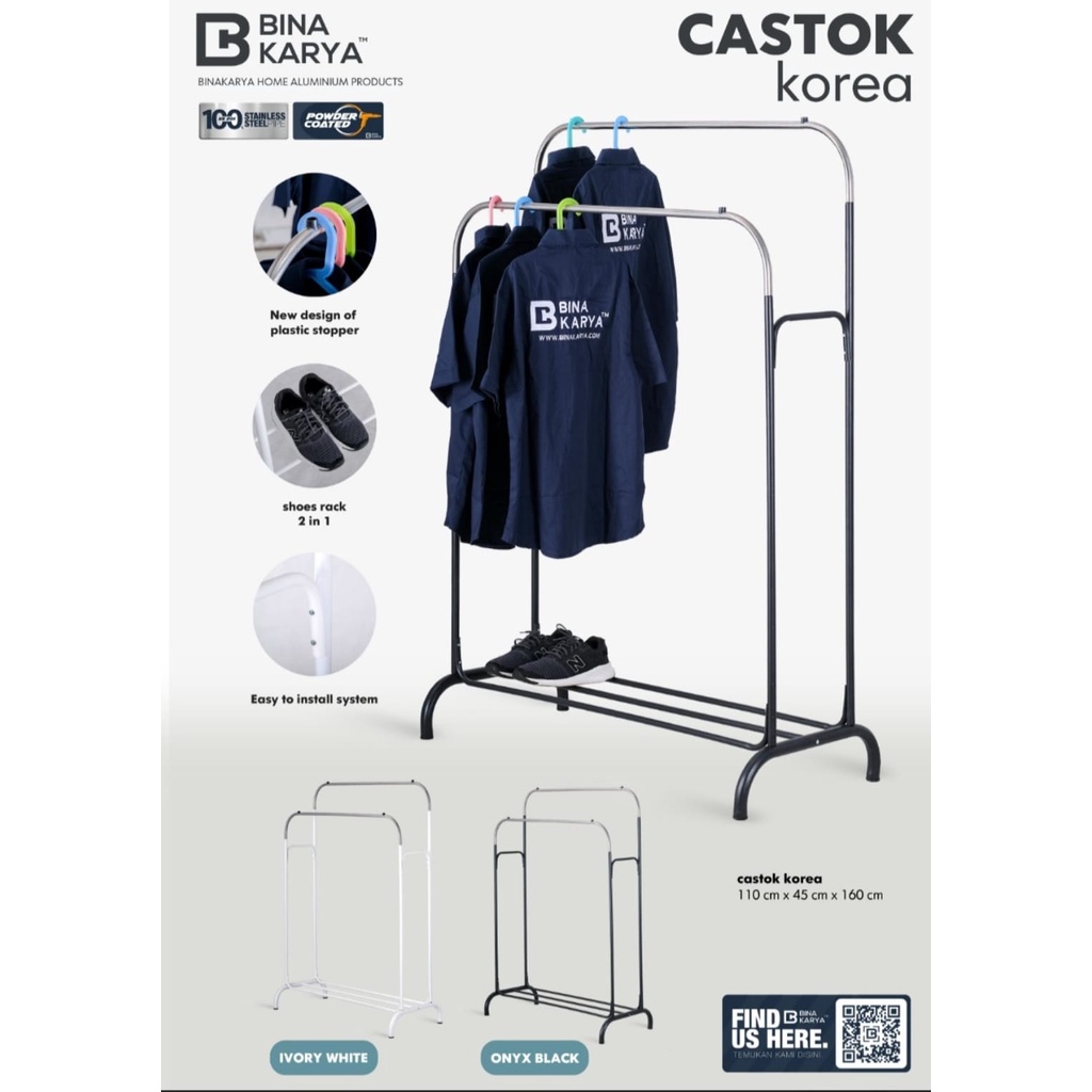 Jual Stand Hanger Rak Gantungan Baju Rak Sepatu Castok Korea Stainless