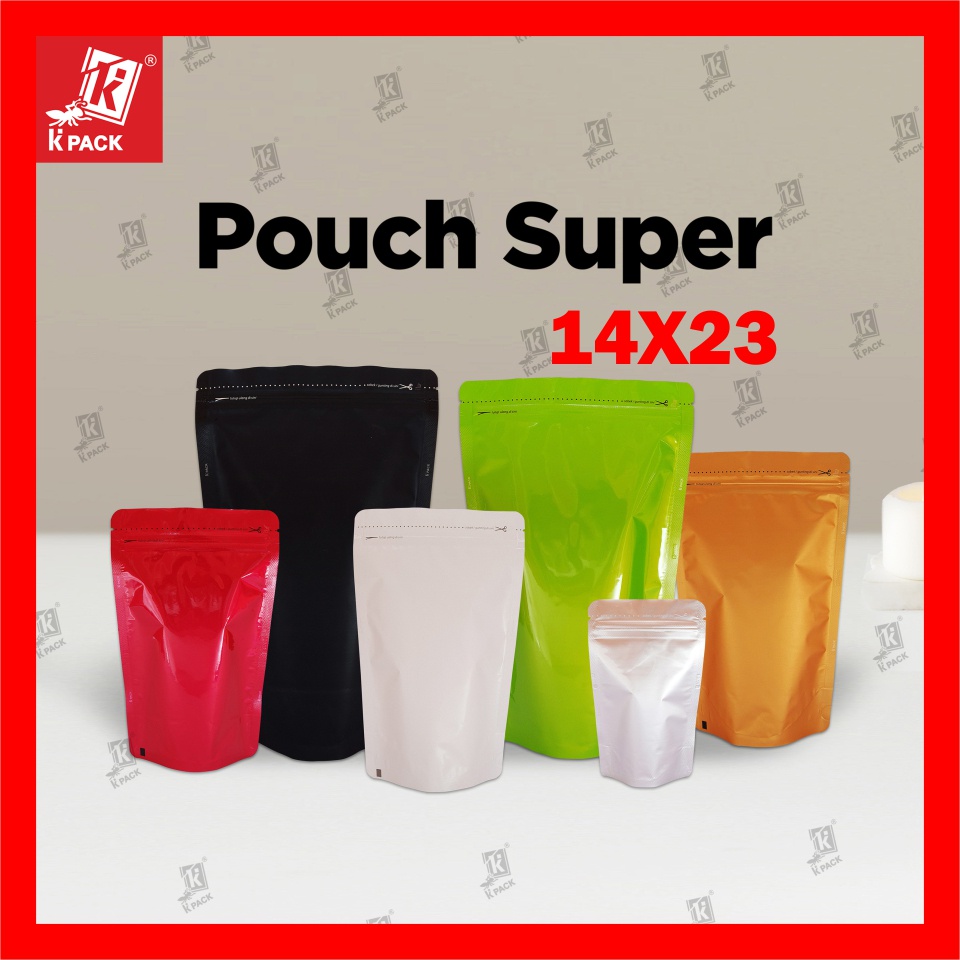 Jual ECER STANDING POUCH Kemasan Plastik Klip FULL FOIL KPACK 14X23