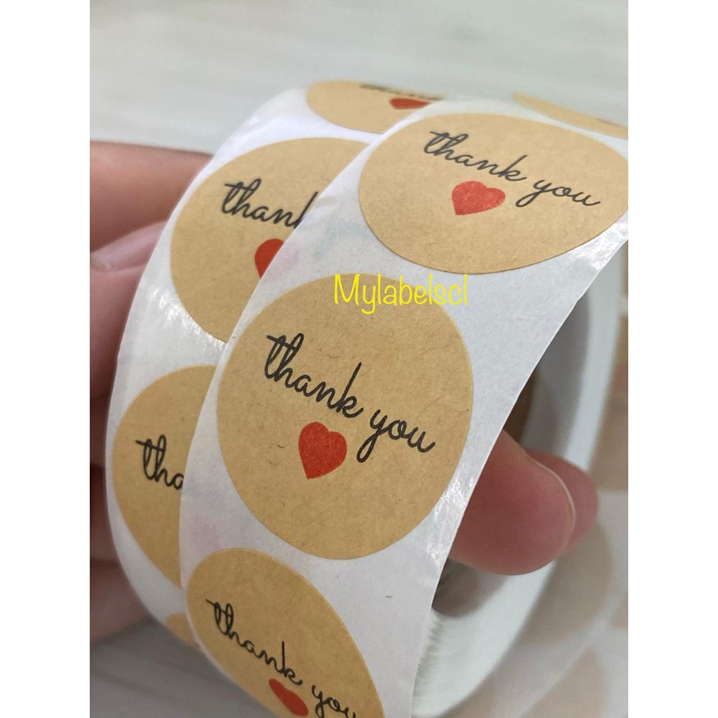 Jual Stiker Label Sticker Thank You Craft Coklat Handwriting Segel Seal