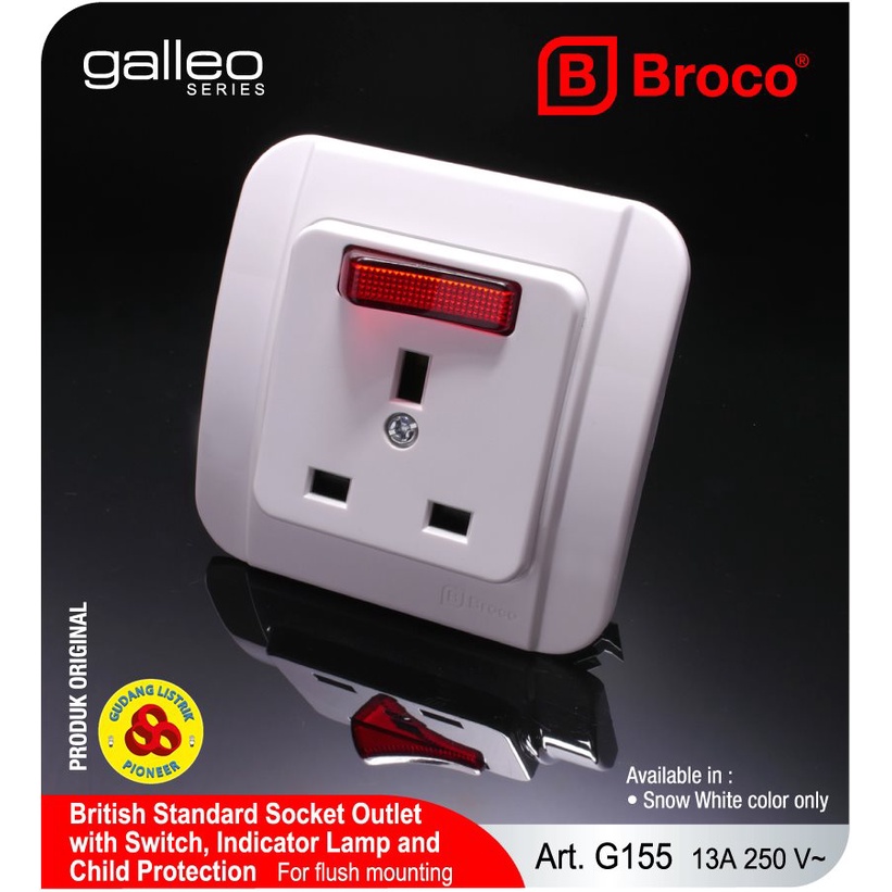 Jual Broco Stop Kontak Ac P Galleo G S Socket Pin White