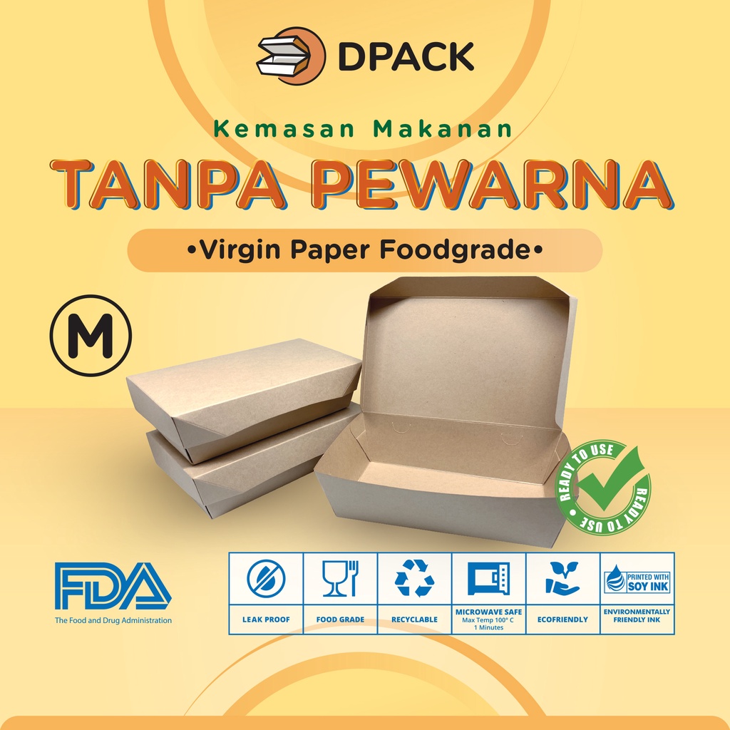 Jual Paper Lunch Box Ukuran M L Foodgrade Bahan Premium Natural Paper