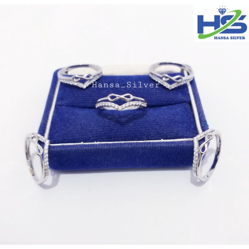 Jual Cincin Perak Wanita Asli Silver Lapis Emas Putih Model Pasung