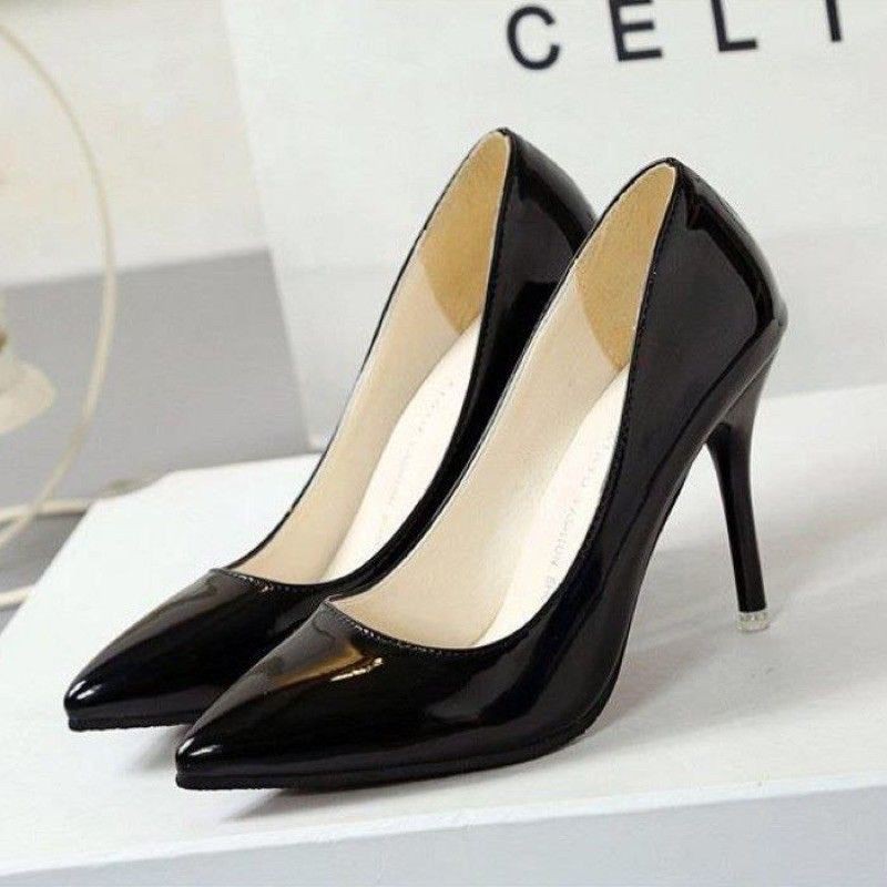 Jual SEPATU HIGH HEELS WANITA ELEGAN IMPORT SEPATU WANA POLOS HITAM