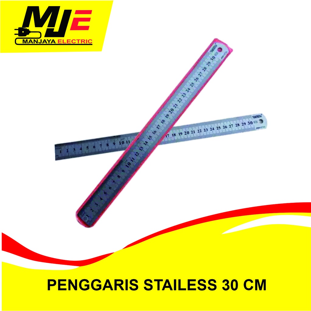 Jual PENGGARIS BESI STAILESS STEEL PANJANG 30CM MISTAR GARISAN RULER 30