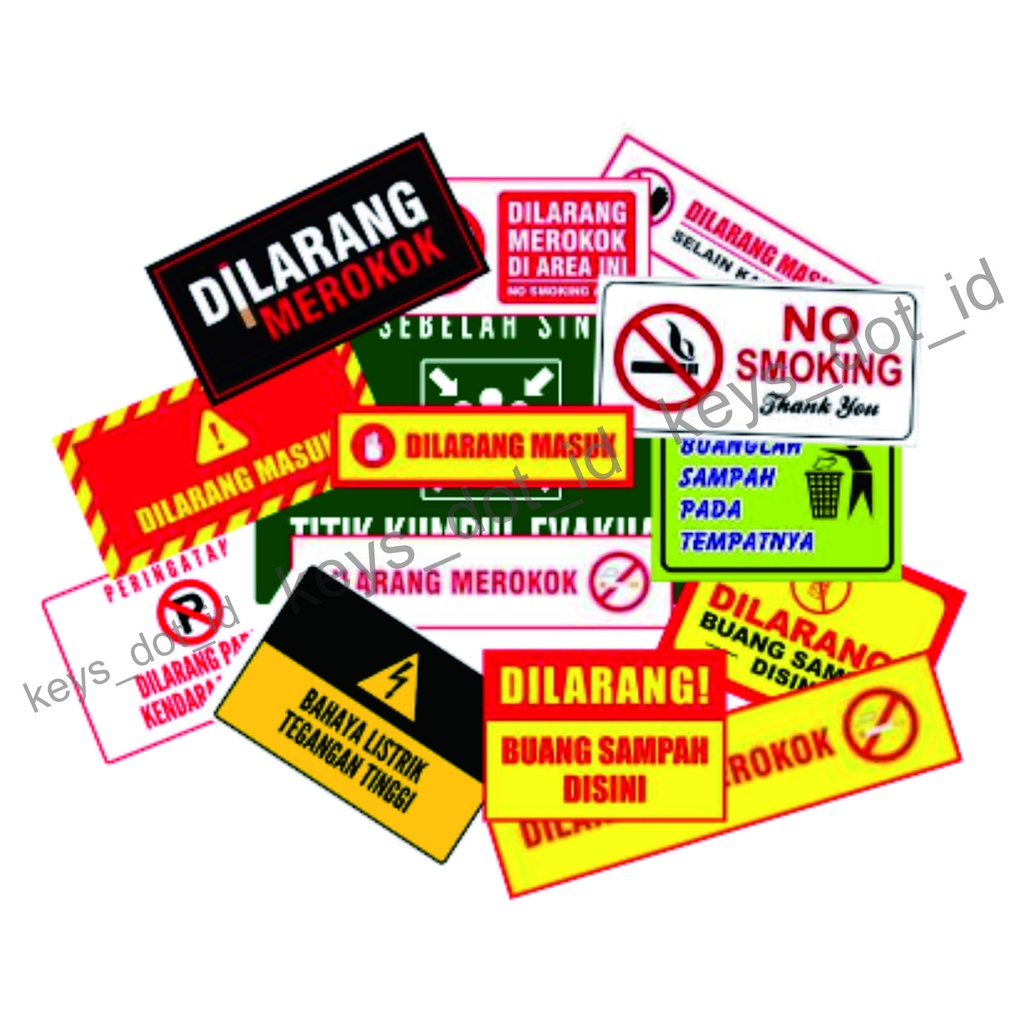 Jual STICKER PERINGATAN DILARANG MEROKOK DILARANG MASUK DILARANG BUANG