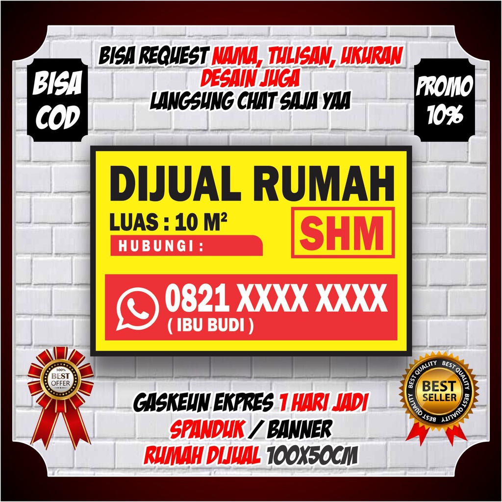 Jual Banner Spanduk Rumah Tanah Dijual Custom Shopee Indonesia