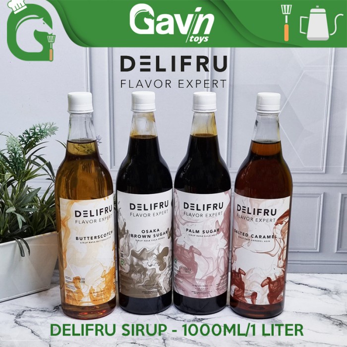 Jual Sirup Delifru 1L Rasa Gula Aren Gula Merah Butterscotch Salted