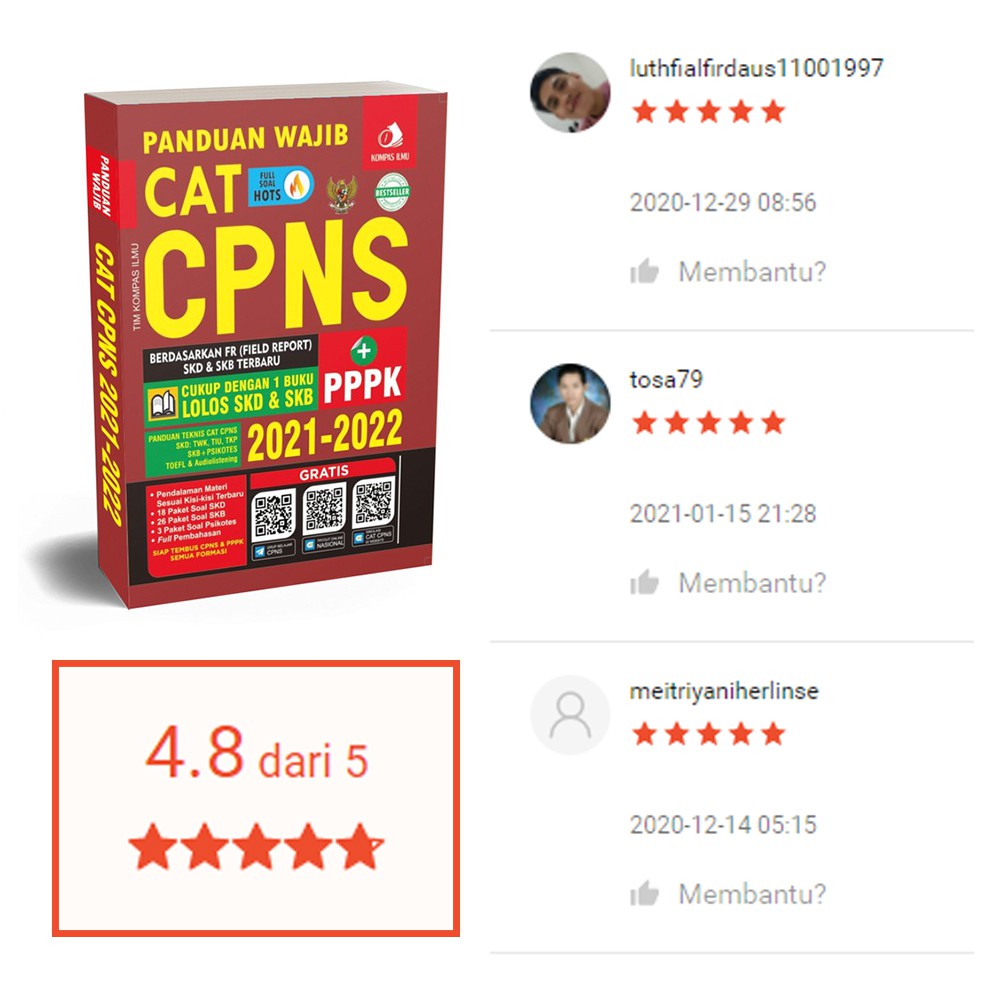 Jual BUKU TES CPNS PANDUAN WAJIB CAT CPNS 2021 2022 BUKU CPNS ASN