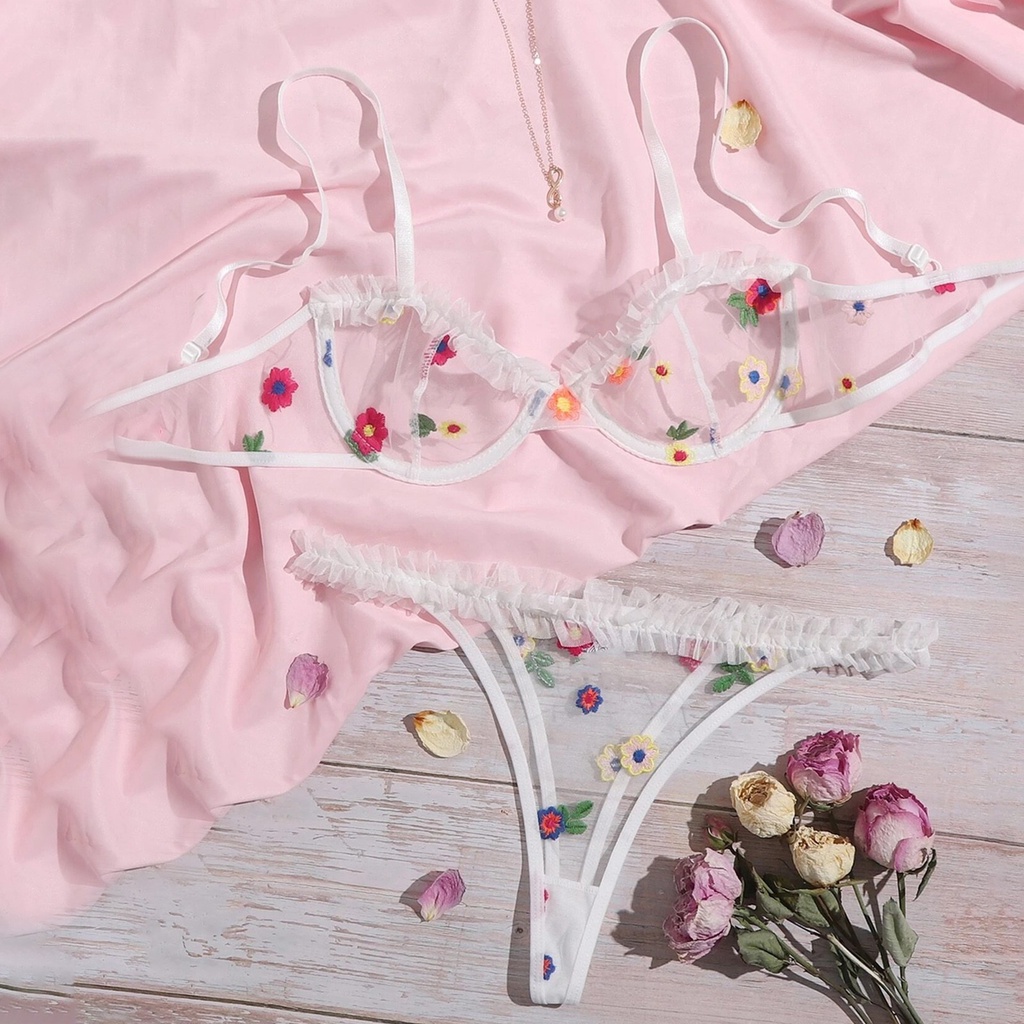 Jual Flowers Lingerie Sexy Women S Underwear Floral Embroidery Erotic