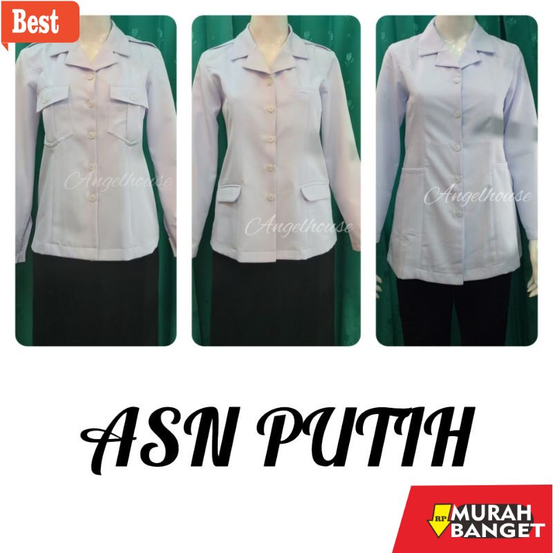 Jual Blazer Keren Terbaru ANGEL HOUSE Baju Dinas PDH ASN Putih Guru