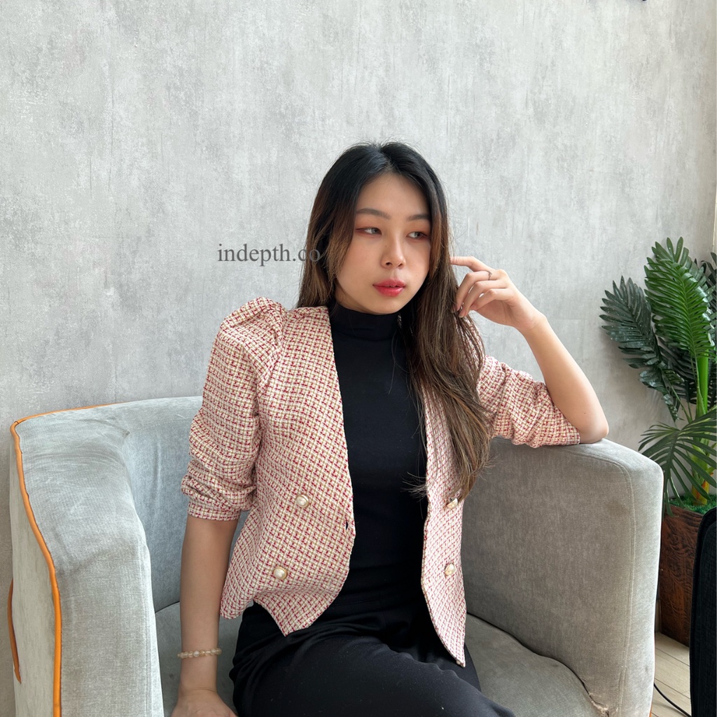 Jual Rylee Blazer Wanita Korean Premium Outfit Kerja Formal Tweed