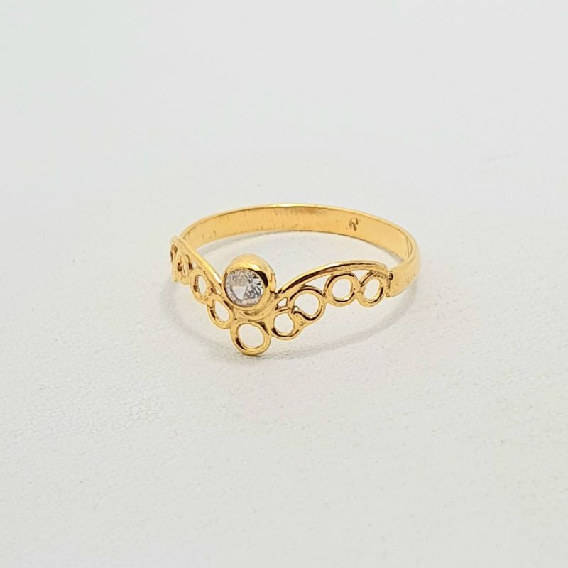 Jual Cincin Emas Muda Model V Mata Putih Renda Gram Shopee Indonesia