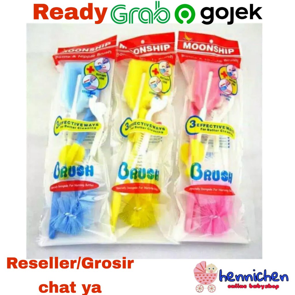 Jual MOONSHIP Bottle Brush Set 3in1 Sikat Botol Isi 3 Shopee Indonesia