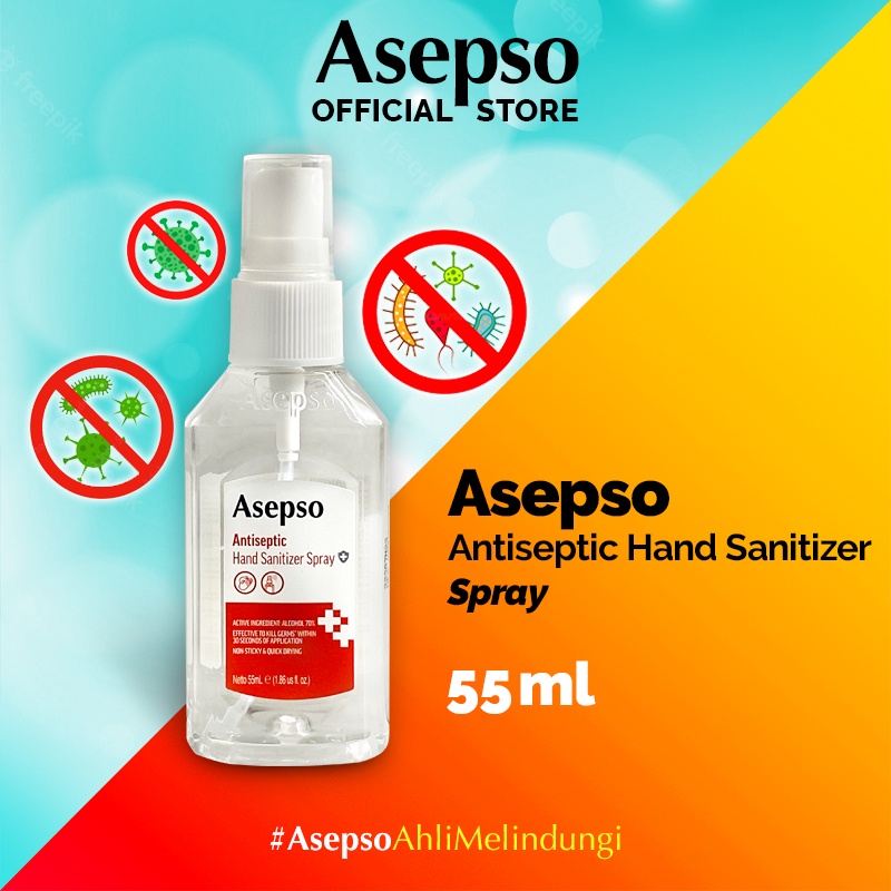 Jual ASEPSO Cairan Pembersih Tangan Hand Sanitizer Spray 55 Ml