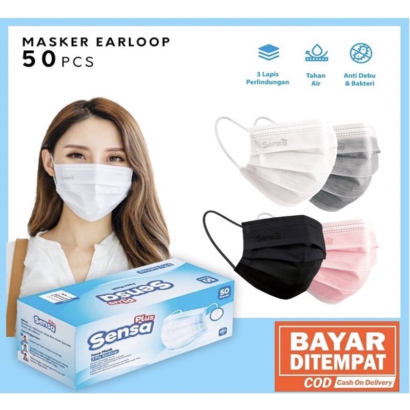 Jual Masker Earloop Ply Sensa Plus Box Isi Pcs Masker Non Hijab