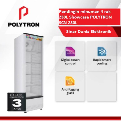 Jual Polytron Showcase Pendingin Minuman 4 Rak 230 Liter SCN 230