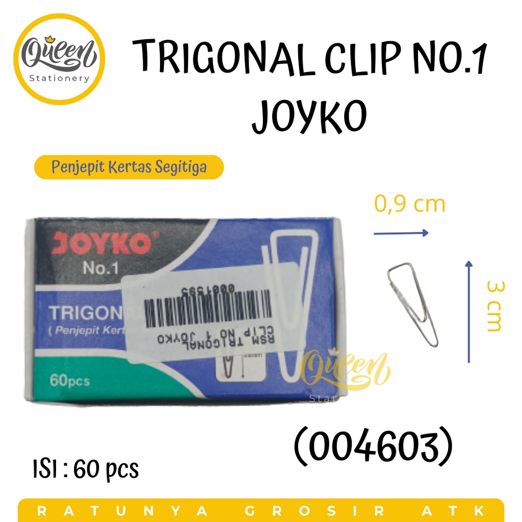 Jual 1 PAK TRIGONAL CLIP NO 1 JOYKO 004603 KLIP PENJEPIT KERTAS