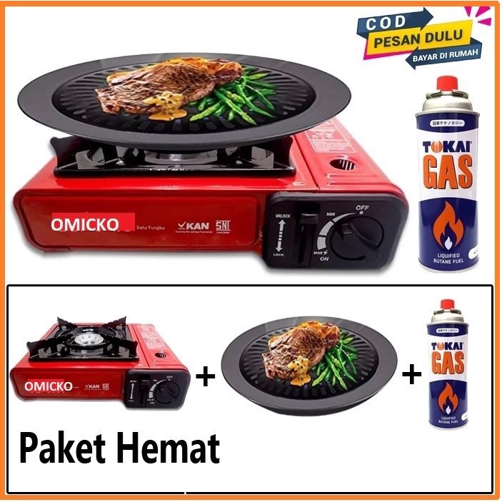 Jual Paket Kompor Portable Omicko Ultra Grill Pan Gas Tabung Kaleng