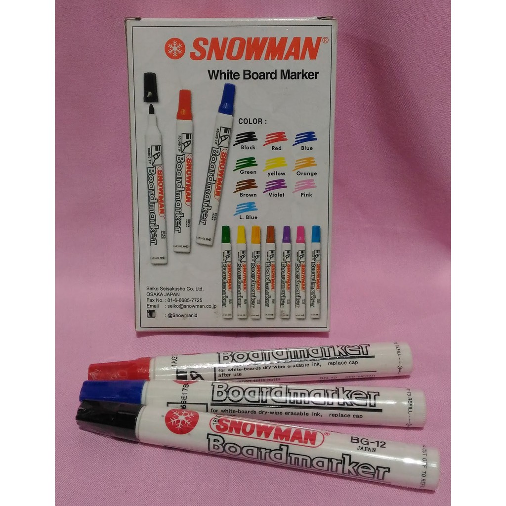 Jual Spidol Snowman Whiteboard Boardmarker Papan Tulis BG 12 Bisa