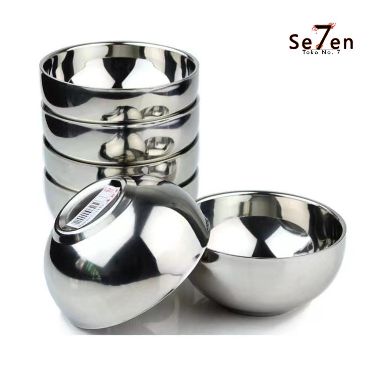 Jual Se7en Mangkok Korea Stainless Tebal Mangkuk Double Wall Bowl