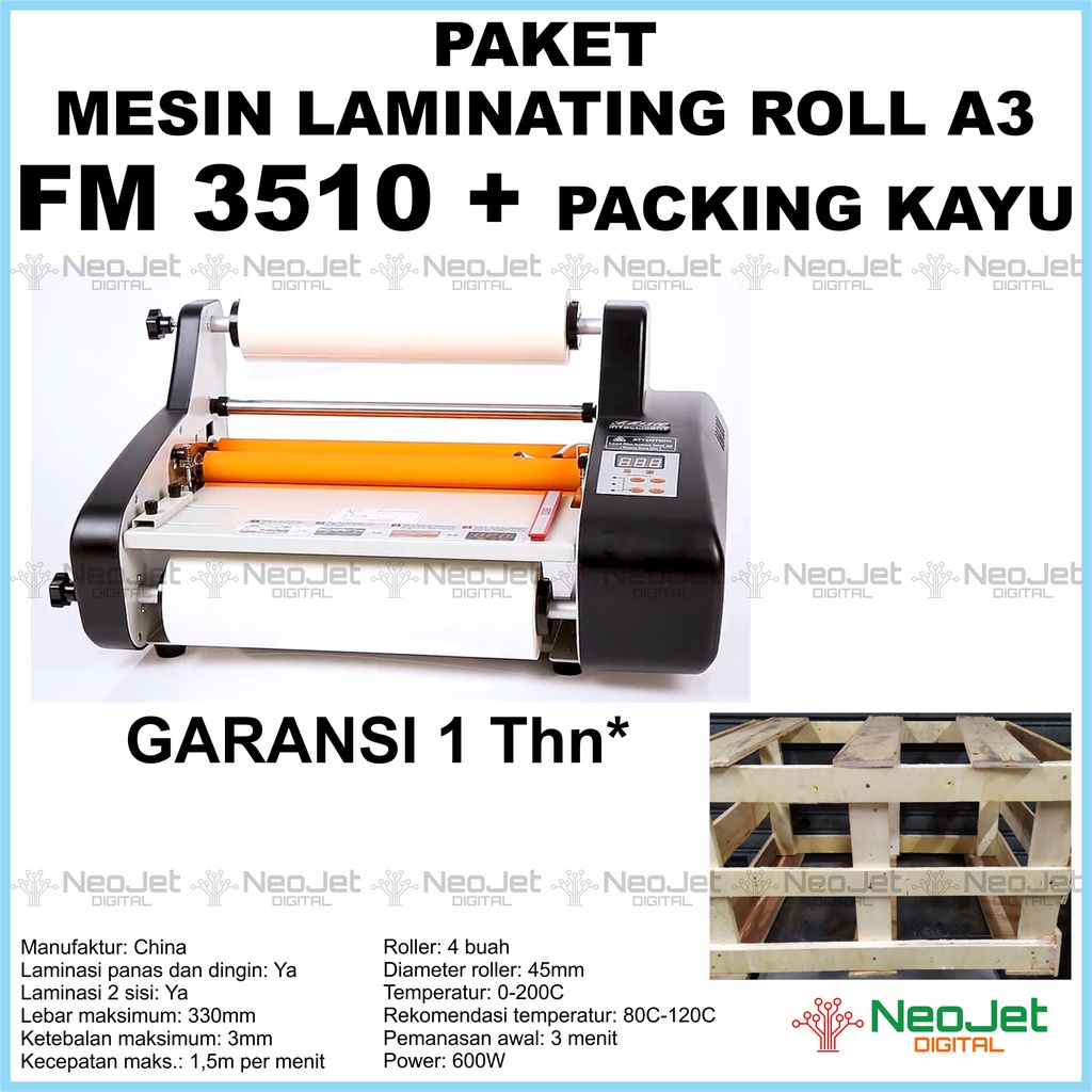 Jual Mesin Laminating Roll A3 FM 3510 Laminasi FM3510 Hot Panas Cold