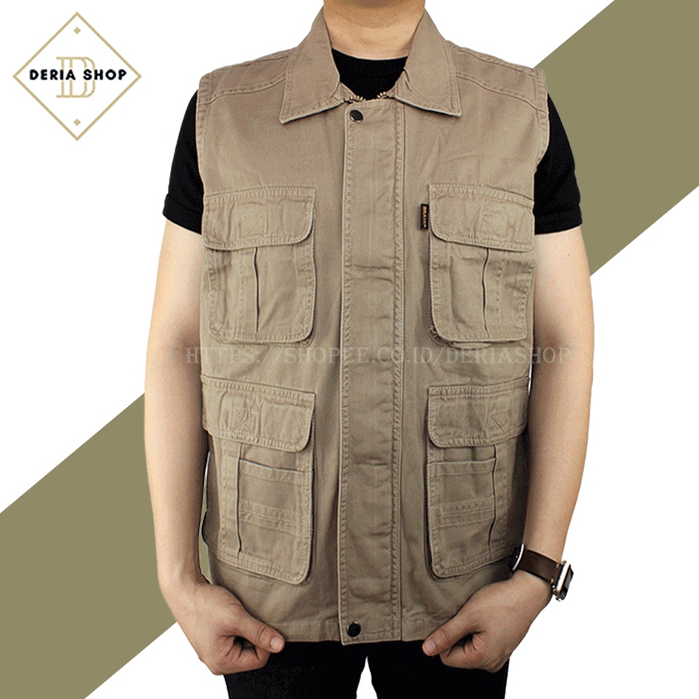 Jual Rompi Outdoor Casual Pria Polos Bahan Katun Kanvas Twill Body Vest