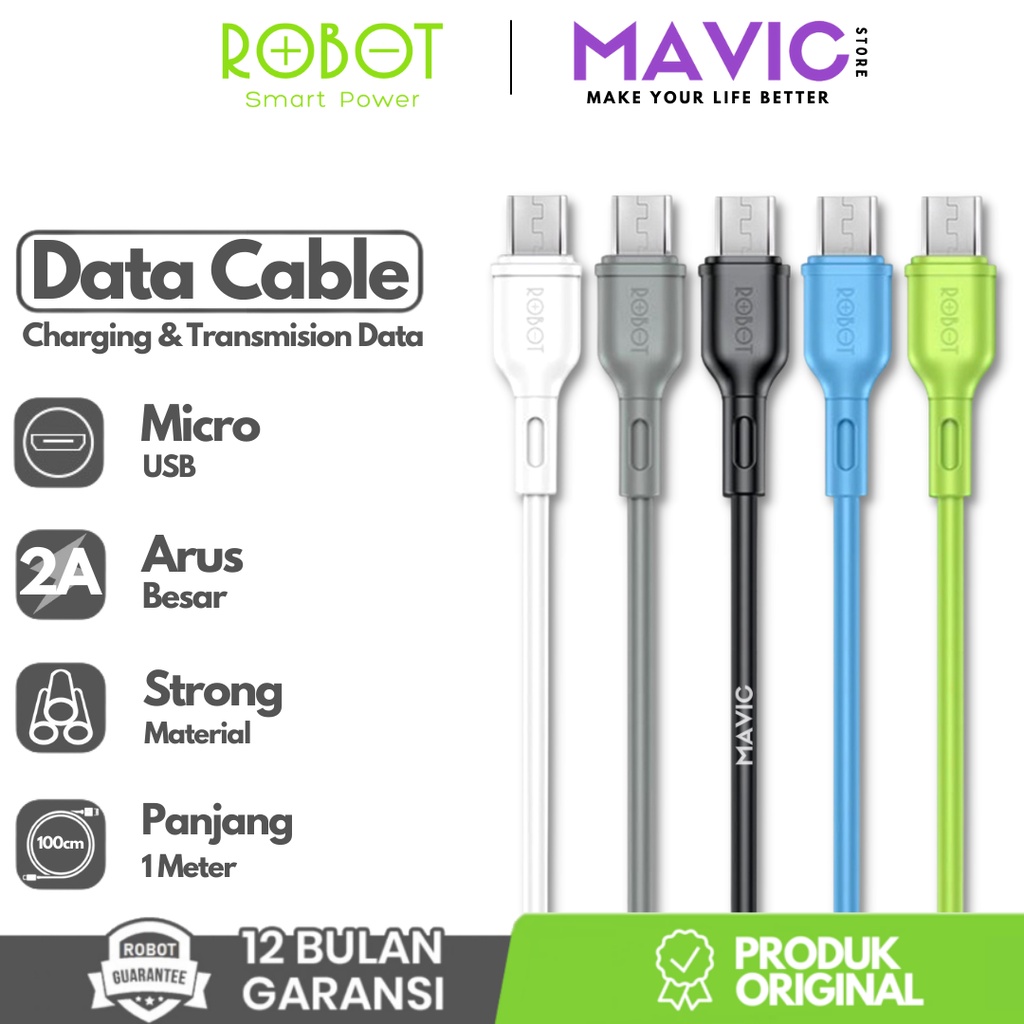 Jual ROBOT RBM100S Kabel Data Android Micro USB 1M Data Cable 2A 2 1A