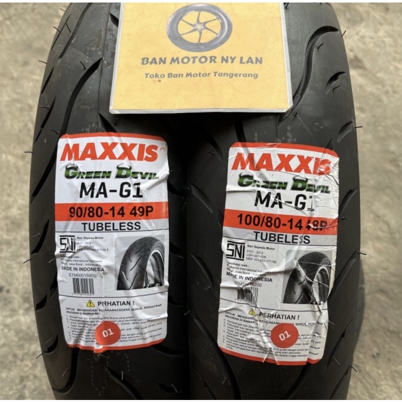 Jual Set Ban Motor Maxxis Green Devil Ring Tubeless