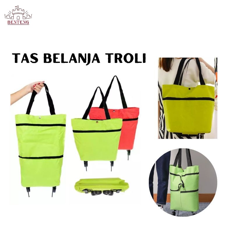 Jual TBL01 SHOPPING BAG TROLLEY TAS BELANJA LIPAT RODA SERBAGUNA