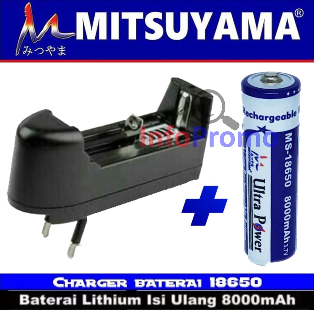 Jual Paket Charge Baterai 18650 1 Slot Dan Ultra Power 8000mAh