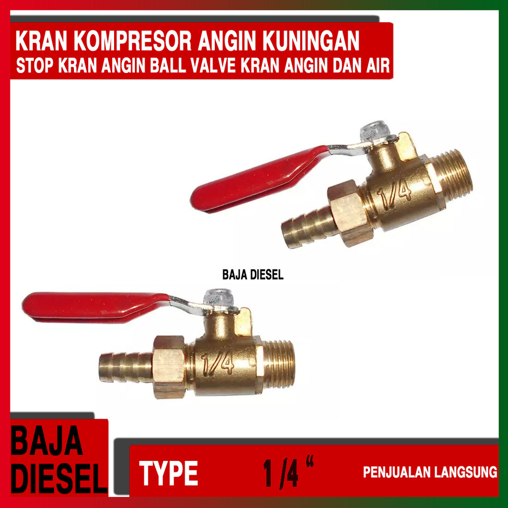 Jual Kran Angin Kran Minyak Kompresor Kuningan Kran Angin Inch