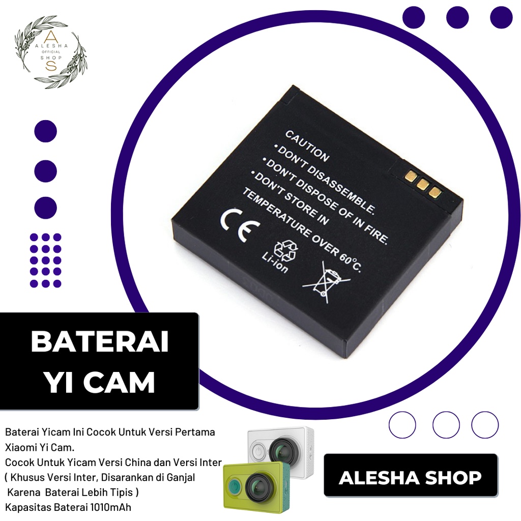 Jual Baterai Yi Cam Batre Yicam Battery Xiaomi Yi Action Camera