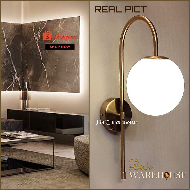 Jual Lampu Dinding MODERN GOLD LED GLASS BALL Wall Lamp Shopee Indonesia