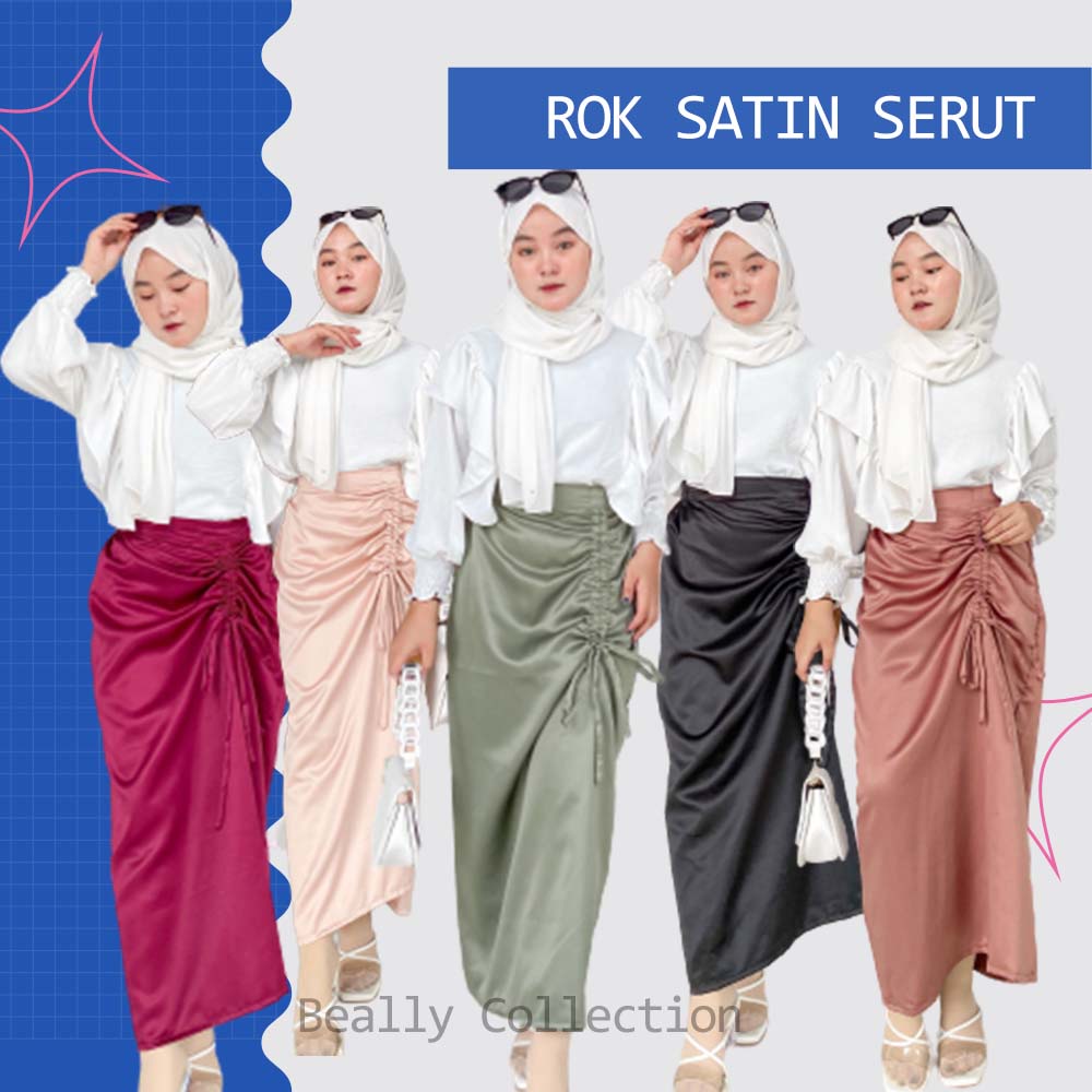 Jual Rok Serut Rok Satin Korean Look Qila Skirt Elsire Hanna