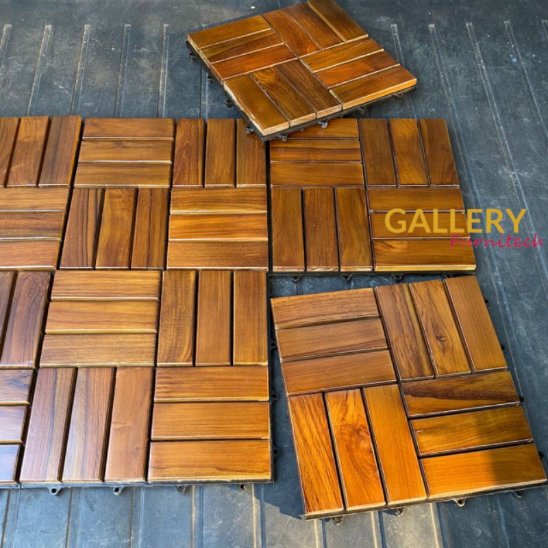 Jual Lantai Parkit Kayu Jati Flooring Decking Tile Ubin Kayu Jati