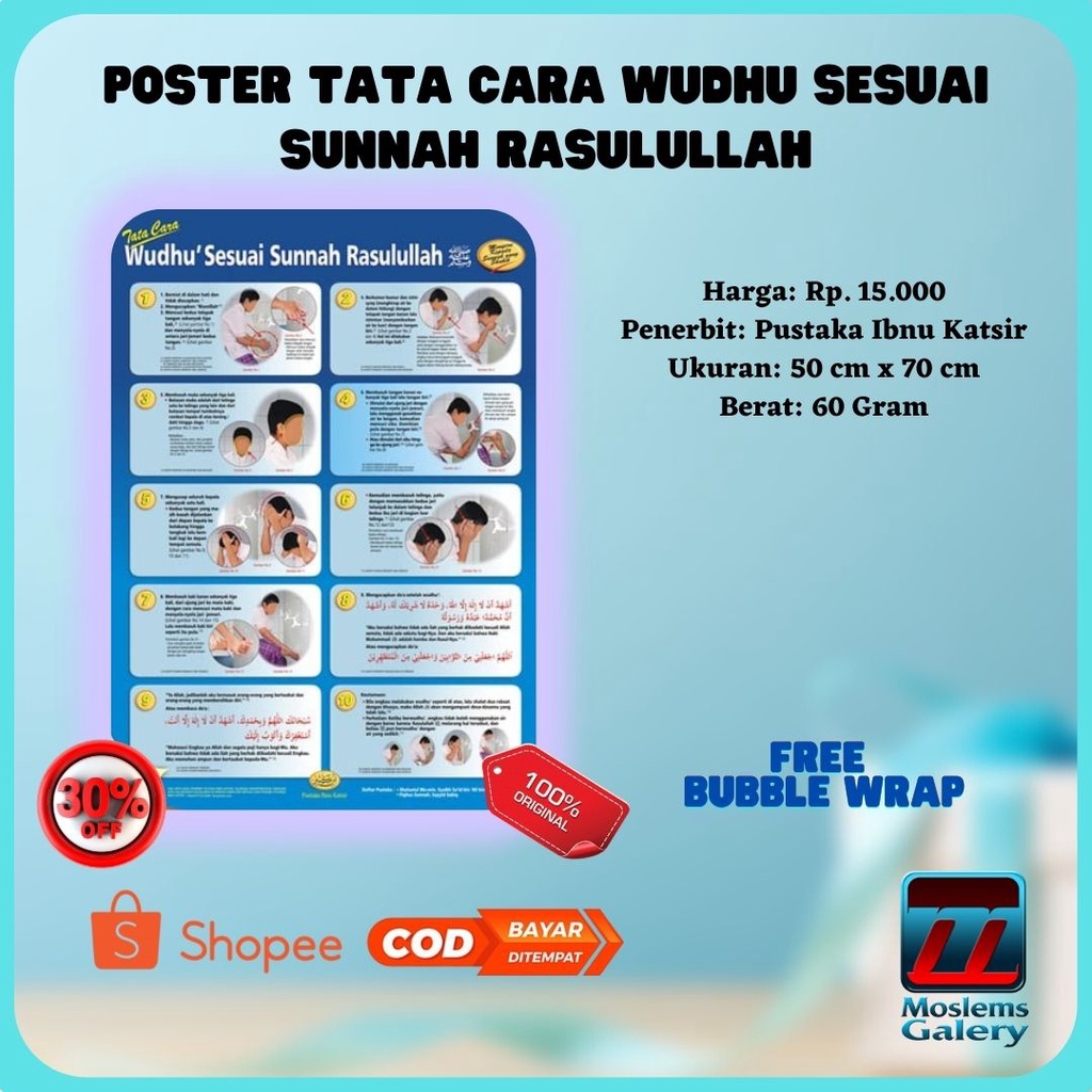 Jual Poster Tata Cara Wudhu Sesuai Sunnah Rasulullah Shopee Indonesia