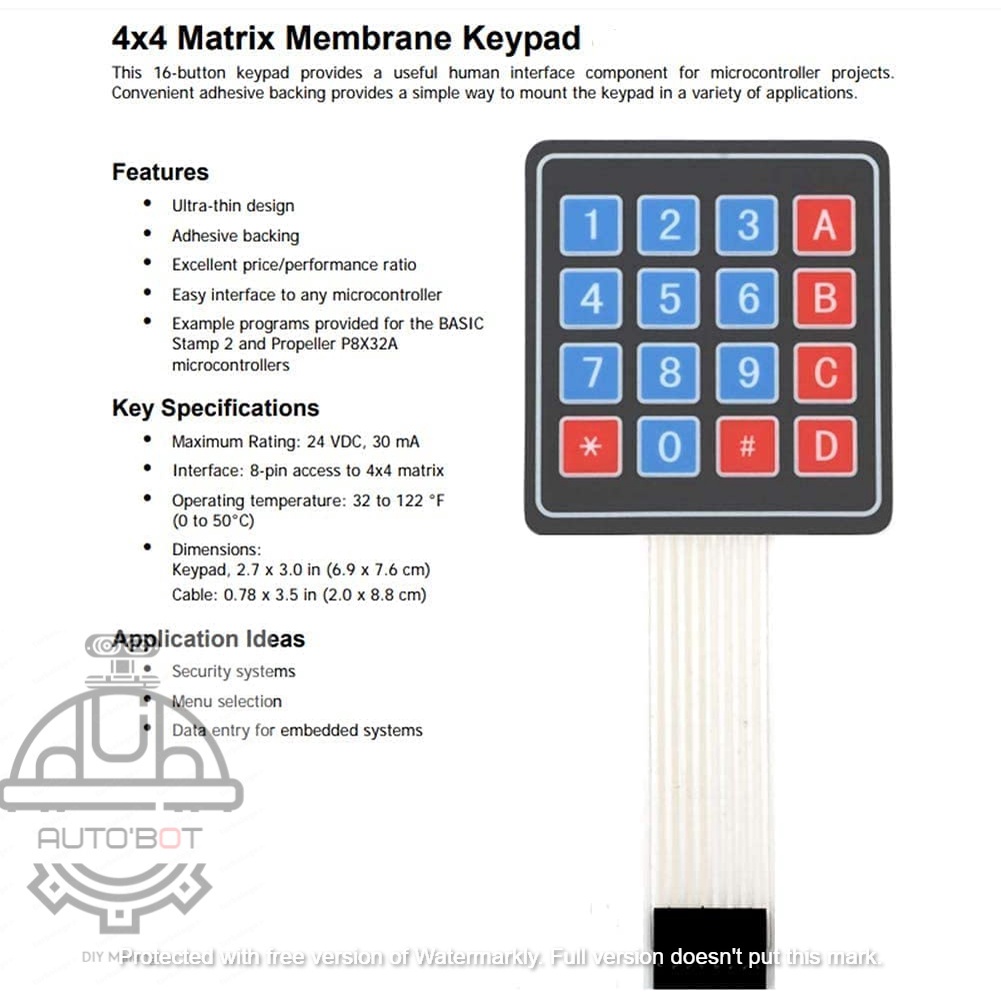 Jual Keypad X Matrix Array Key Membrane Membran Switch Keypad