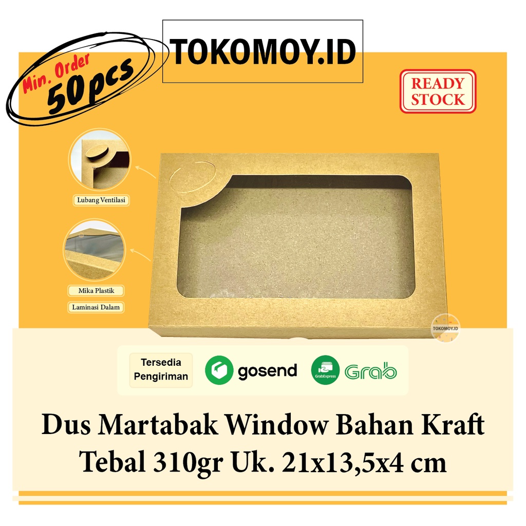 Jual Dus Martabak Window Kraft 310gr Uk 21x13 5x4 Cm Laminasi Dalam