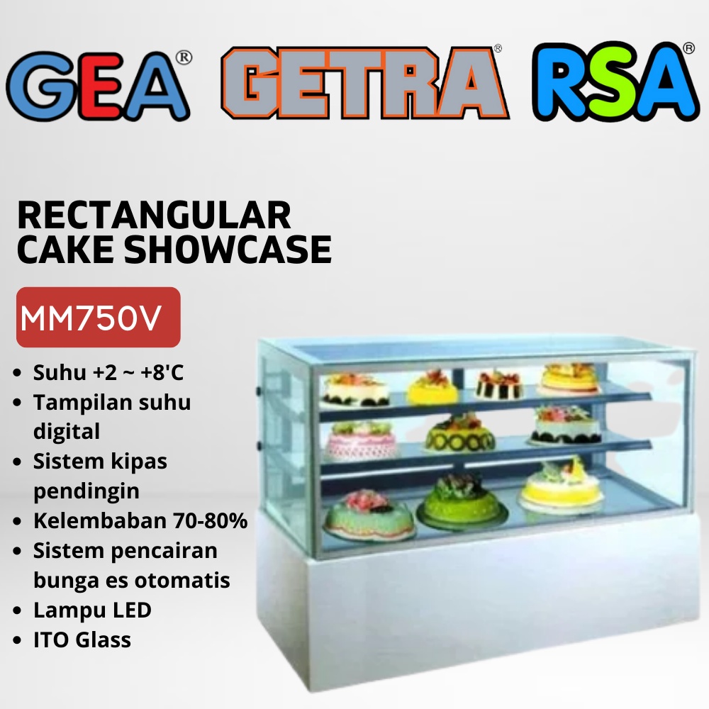 Jual Mm V Display Kue Persegi Gea Rectangular Cake Showcase White