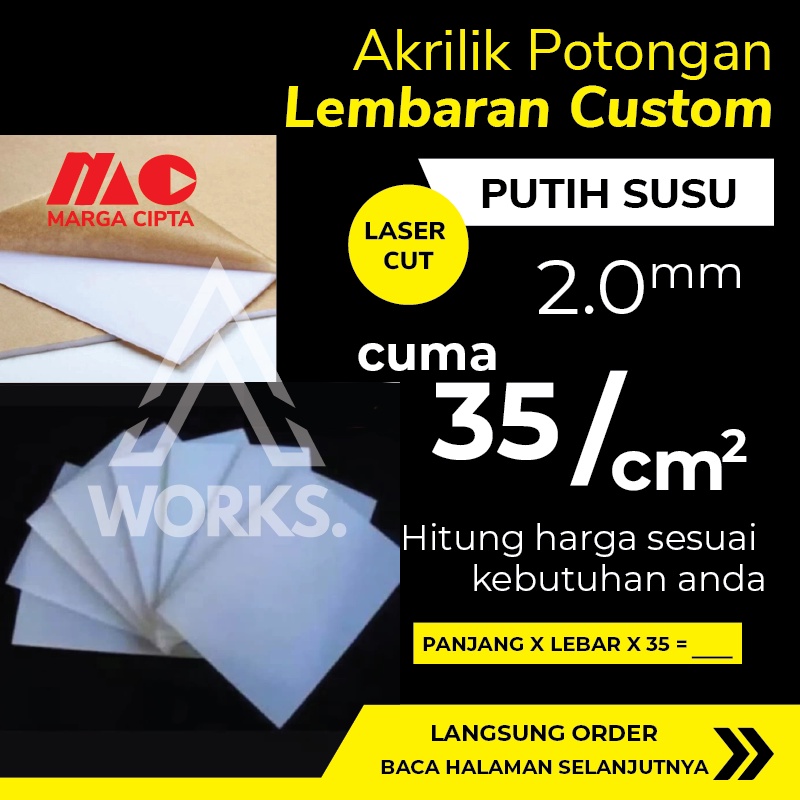 Jual Akrilik Acrylic Lembar Sheet Putih Susu Mm Custom Laser Cutting