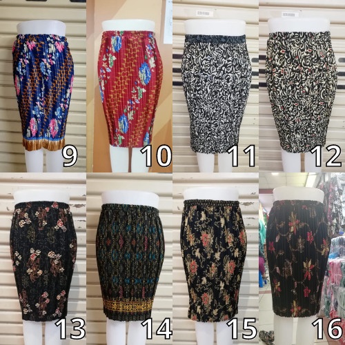 Jual Rok Plisket Pendek Bawahan Kebaya Motif Batik Rambat Hitam Dan