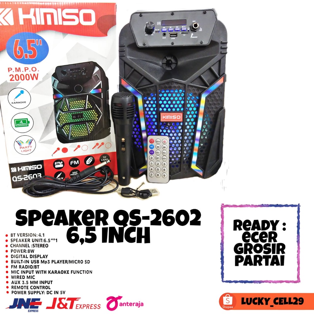 Jual SPEAKER BLUETOOTH PROTABLE 6 5 KIMISO QS 2602 PLUS MIC KARAOKE KM