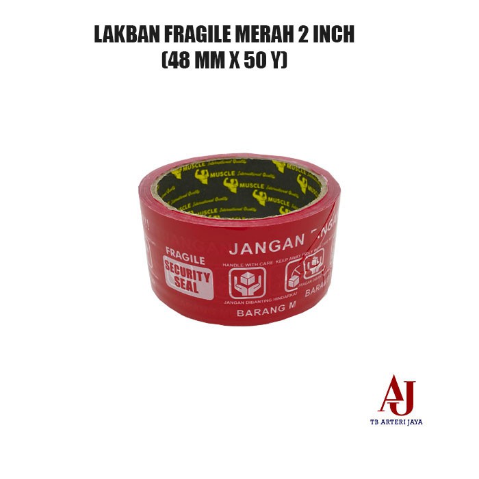 Jual Lakban Fragile Merah 2 Inch 48 MM X 50 Yard Lakban Jangan