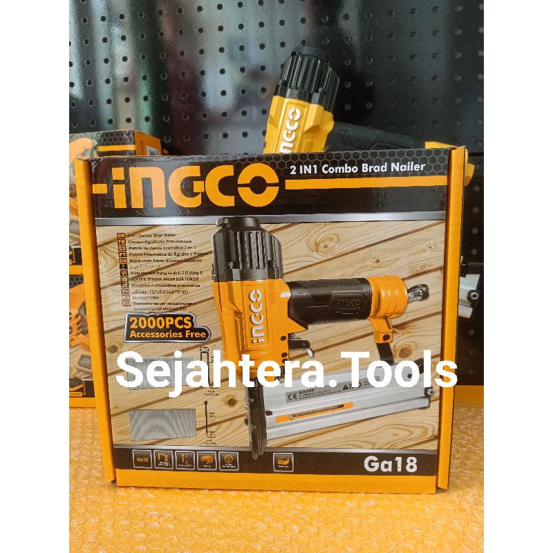 Jual 2in1 Nailer And Staples Combo INGCO ACN50401 Mesin Paku Tembak