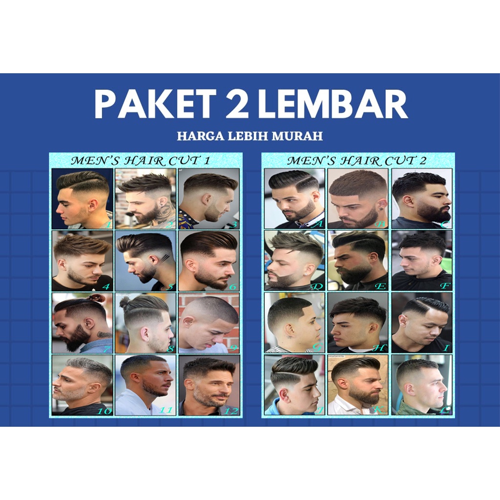 Jual Paket Lembar Poster Pangkas Rambut Model Rambut Pria Model