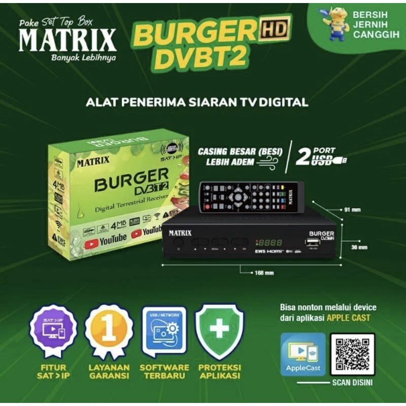 Jual Set Top Box Uhf Stb Matrix Burger Matrix Apple Kuning Shopee