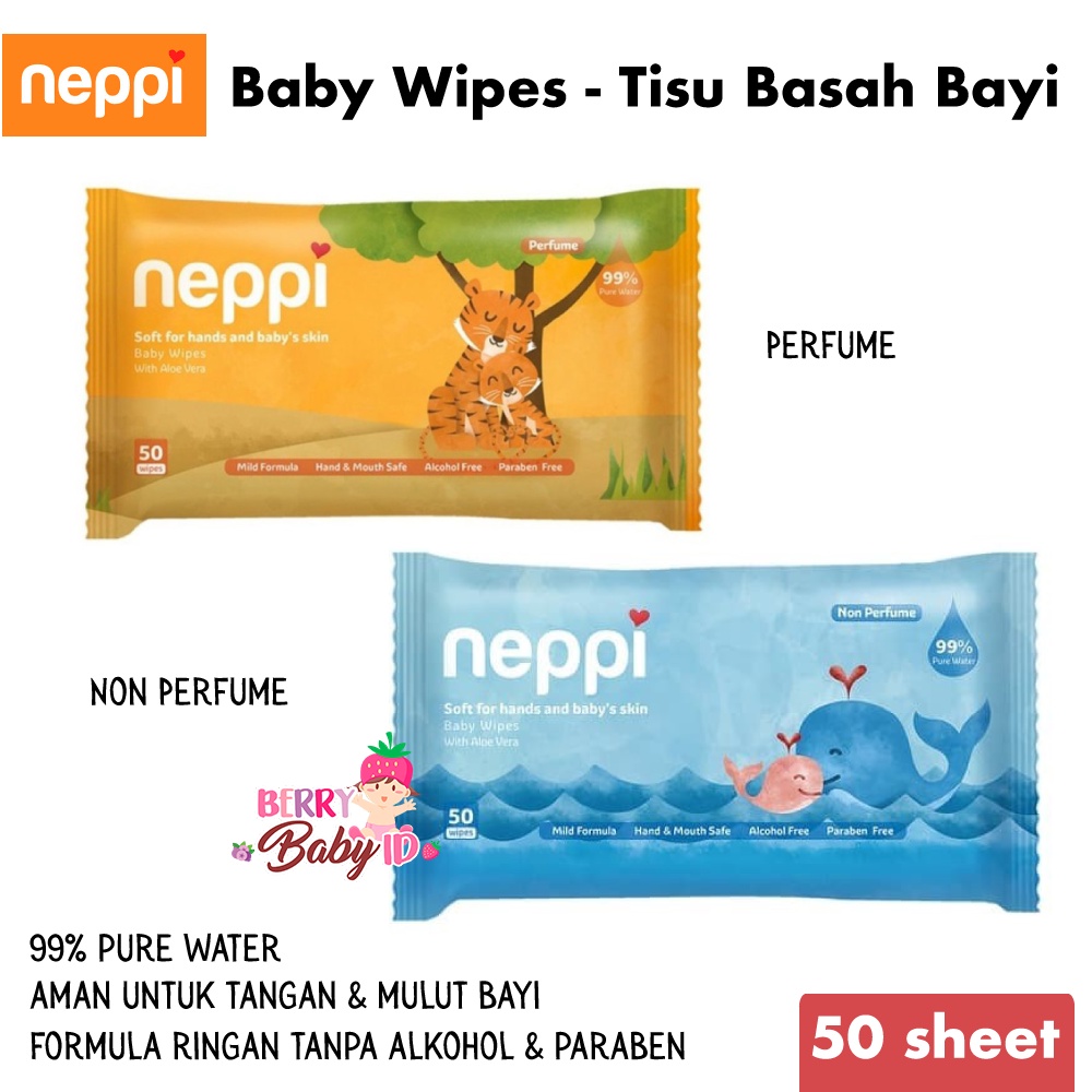 Jual Neppi Baby Wipes Hand Mouth 50 Sheet Tisu Basah Bayi Non Alkohol