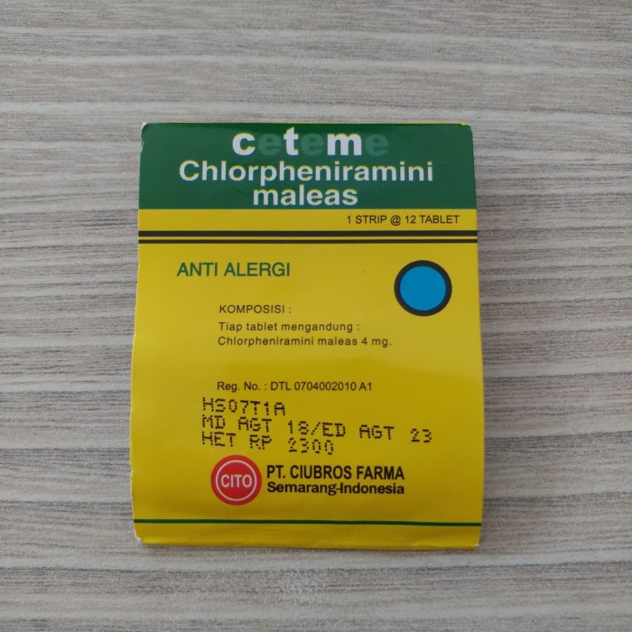 Jual Ctm Strip Tab Meredakan Gejala Alergi Chlorpheniramine Maleate